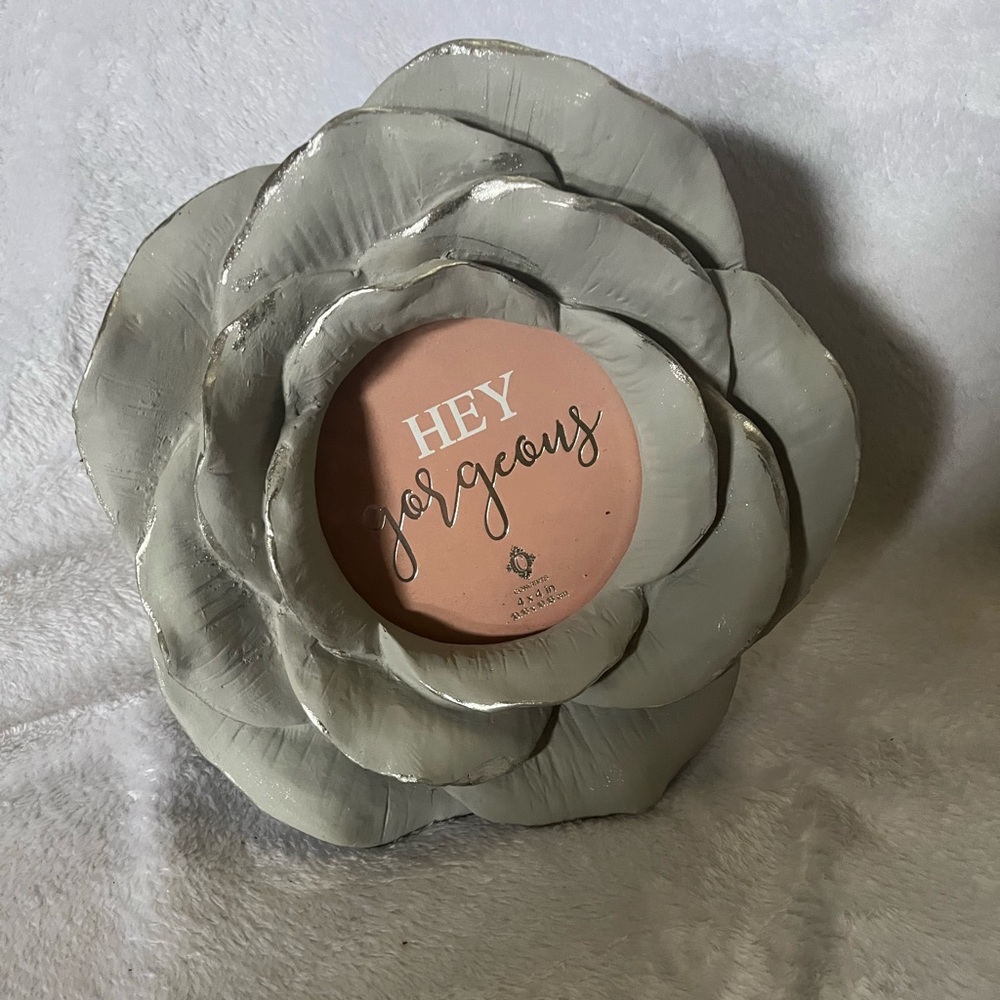 Grey/Silver rose shaped frame